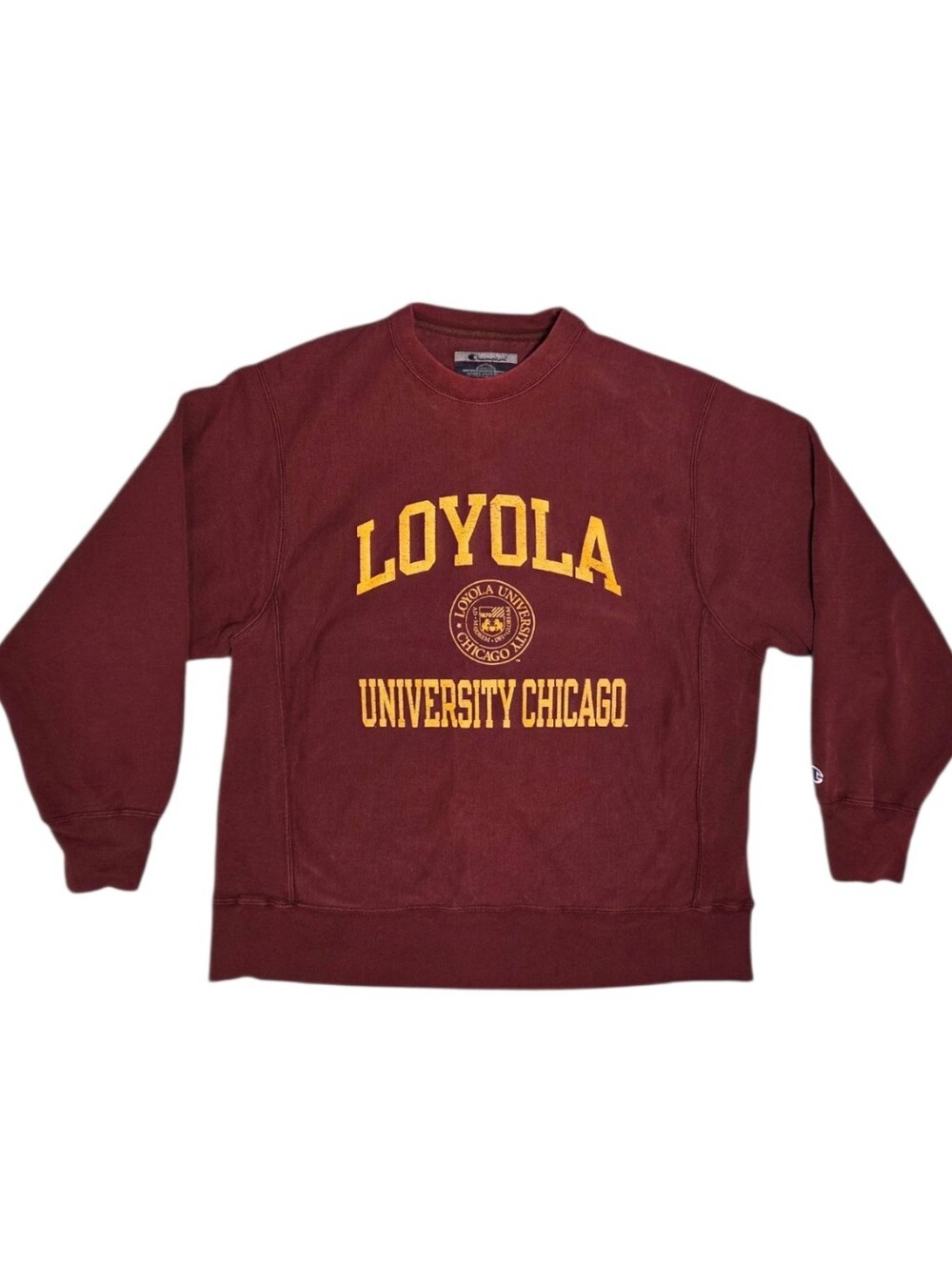 Champion Original Reverse Weave Loyola  University Chicago Maroon College Medium